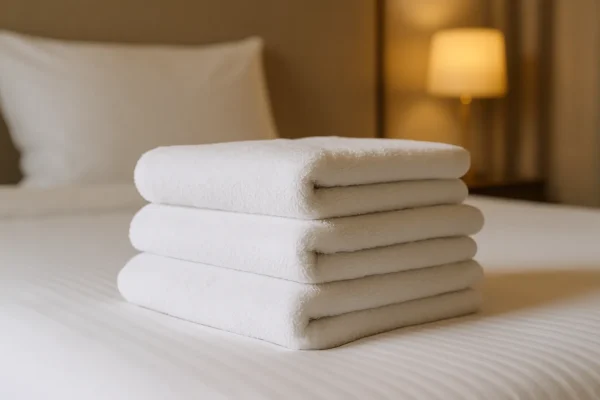 Netjes opgemaakt hotelbed met wit bedlinnen in een stijlvolle slaapkamer