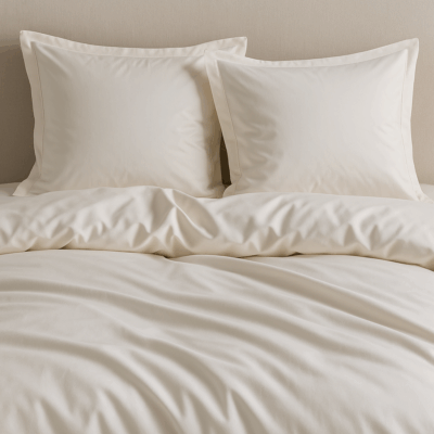 Luxe Egyptisch katoen dekbedovertrek in witte tint met zachte glans en strakke afwerking